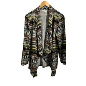 Susan Graver Aztec Native American Open Front Asymmetrical Cardigan Size Medium